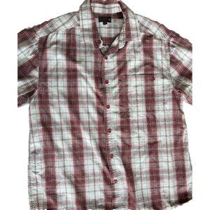 Wolverine Shirt Men's L Red White Plaid Button Up Casual Work Outdoor EUC